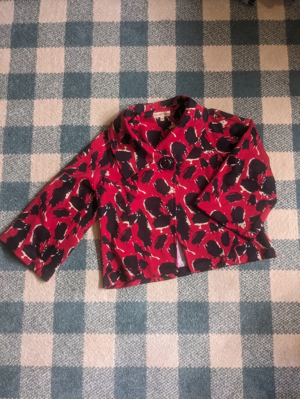 Vintage Cropped Cowl Neck Bold Print Cardigan Jacket Size L